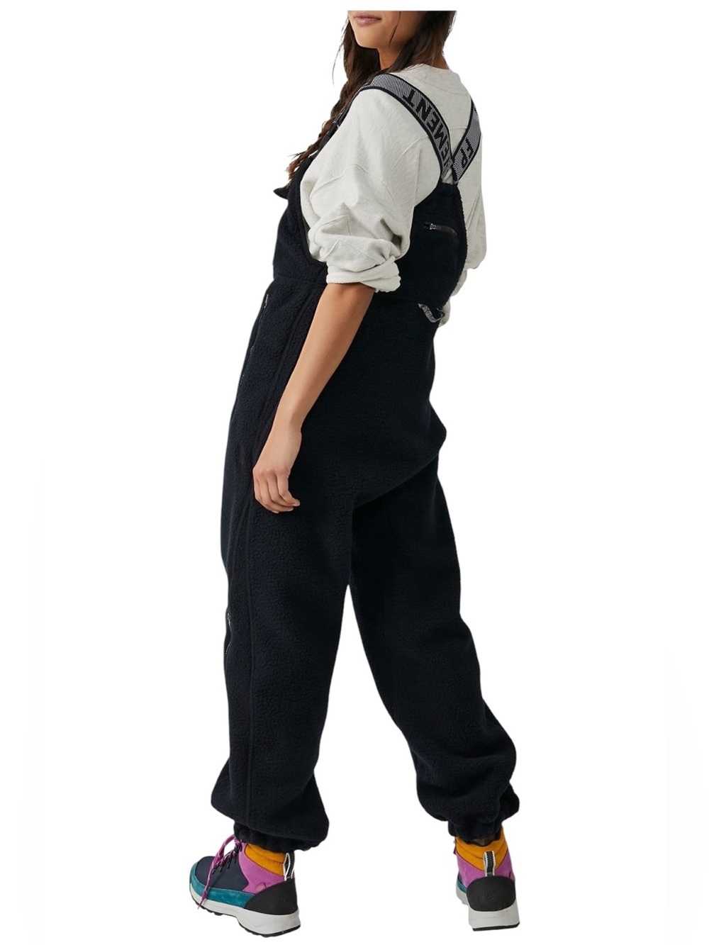 FP Movement Hit The Slopes Salopette Black Sherpa Fleece Overalls NWT Medium - Picture 4 of 11